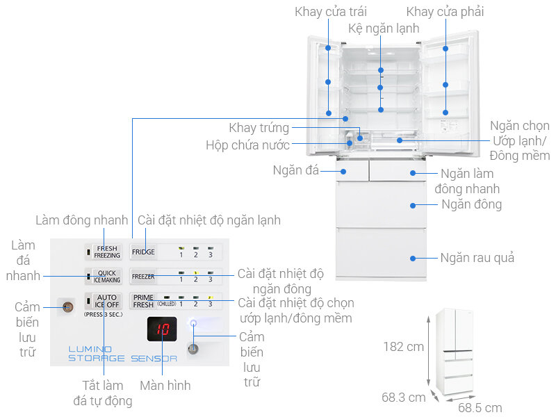 Tủ lạnh Panasonic inverter 489 lít NR-F510GT-W2