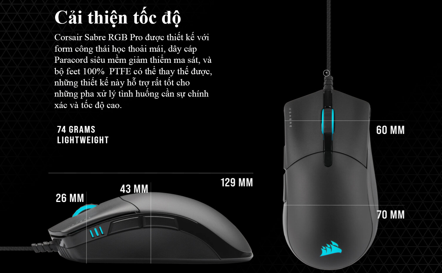 Chuột Corsair Sabre RGB Pro (USB/RGB/PMW3392/đen) (CH-9303111-AP) 5