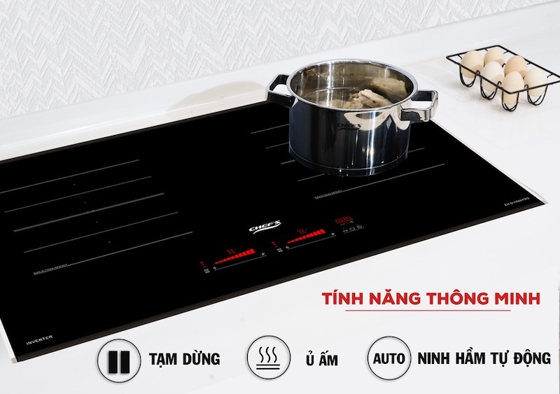 Bếp từ đôi âm Chefs EH-DIH888 PRO được tích hợp nhiều tiện ích thông minh
