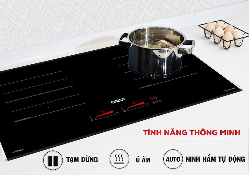 Bếp từ đôi âm Chefs EH-DIH888 PRO được tích hợp nhiều tiện ích thông minh