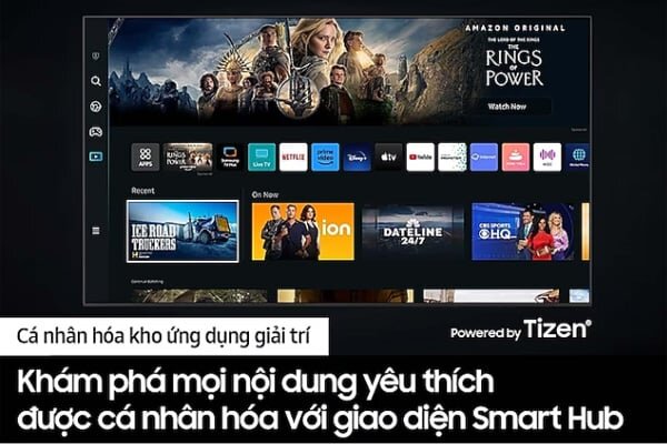 Tivi Samsung 4K QA65Q63CAKXXV sử dụng hệ điều hành Tizen OS với kho ứng dụng giải trí khổng lồ