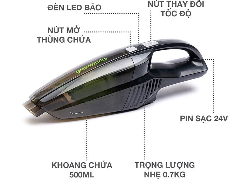 Cấu tạo Greenworks G24HV Greenworks G24HV