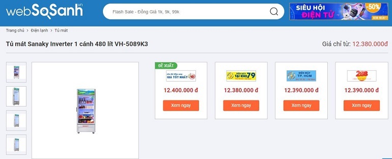 Tủ mát Sanaky Inverter 1 cánh 480 lít VH-5089K3 4 Tủ mát Sanaky 2 cánh 480 lít VH-5089K3