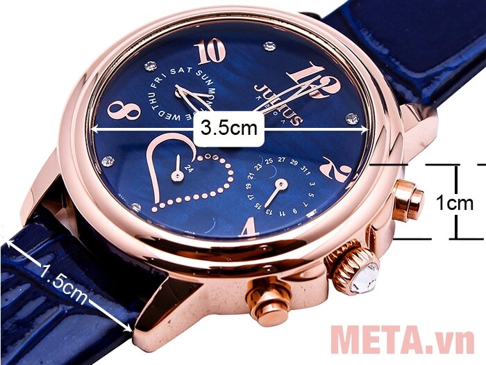 Đồng hồ nữ Julius JA-844 (Dây da màu xanh đen)