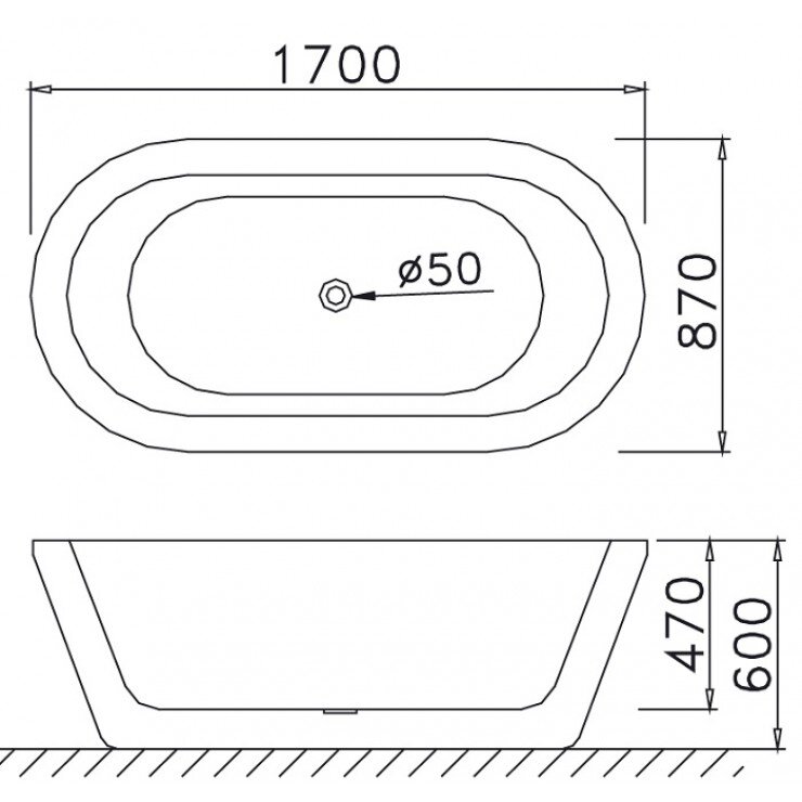 Bản vẽ kỹ thuật bồn tắm lập thể AT6270 Caesar