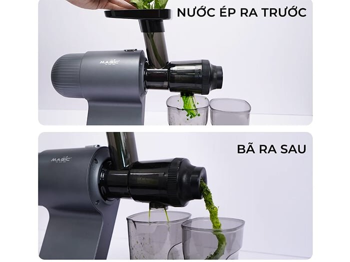 Phần bã và nước ép tách rời triệt để 