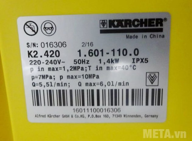 Máy phun rửa áp lực Karcher K2 420