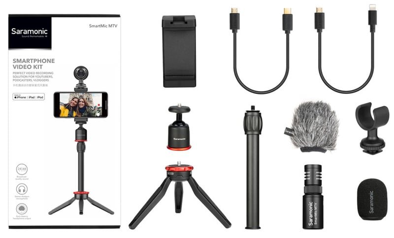 Trọn bộ sản phẩm mic thu âm Saramonic SmartMic MTV Saramonic SmartMic MTV