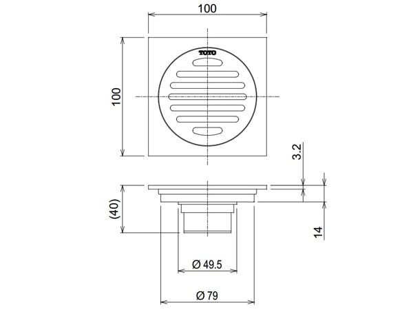 Kích thước của phễu thoát nước Toto