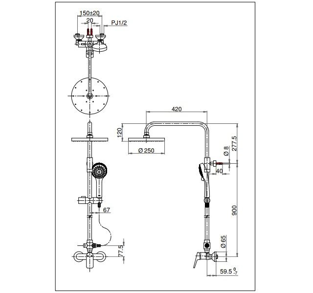 Thông số kĩ thuật sen cây tắm TOTO TX492SRS
