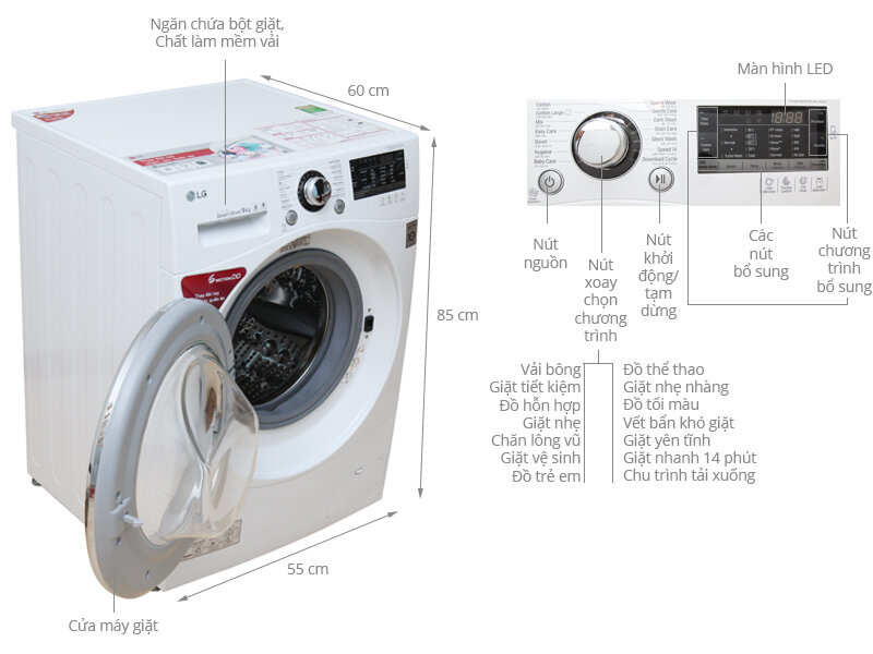 Máy giặt LG 9 kg F1409NPRW Máy giặt LG 9 kg F1409NPRW