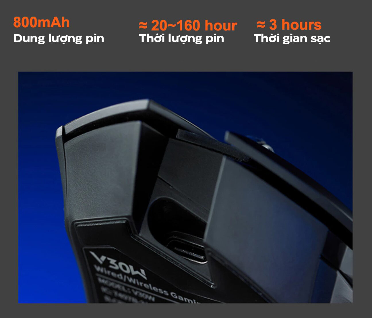 Chuột Gaming không dây Rapoo V30W Wireless 2.4G