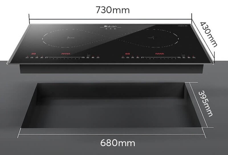 Kích thước bếp từ đôi Elmich ICE-3495OL