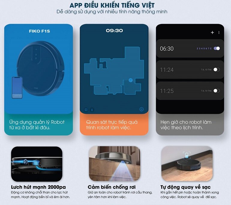Robot hút bụi lau nhà Fiko F1s