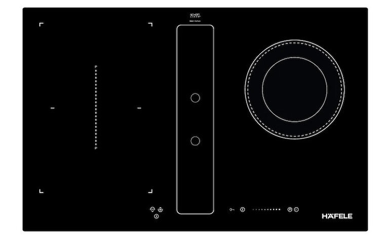 Bếp điện từ âm 3 vùng nấu kết hợp hút mùi Hafele 539.66.698