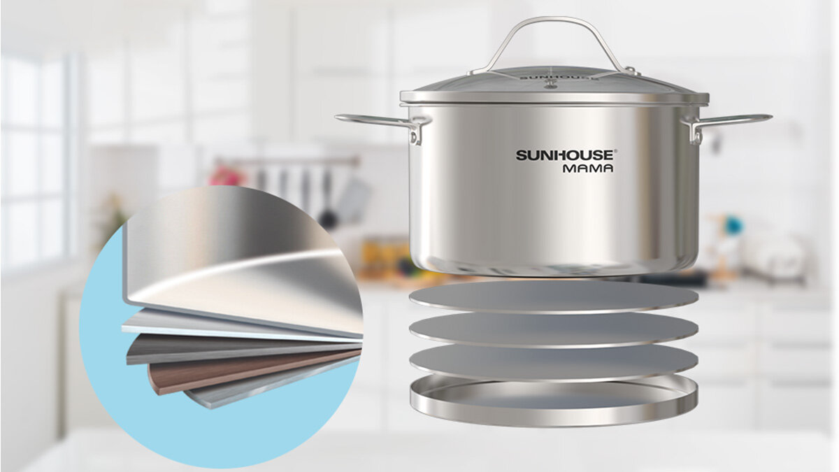 Sunhouse Mama SHG502 có cấu tạo 5 lớp đáy tỏa nhiệt đều