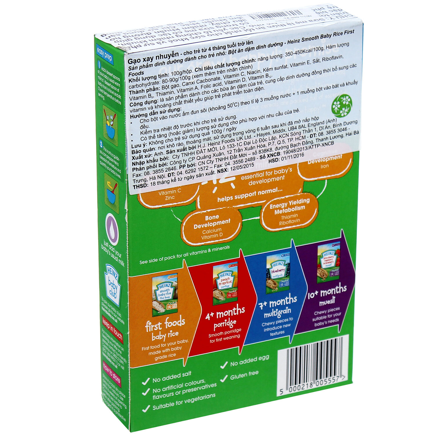  Bột ăn dặm Heinz Anh 4  vị gạo xay nhuyễn