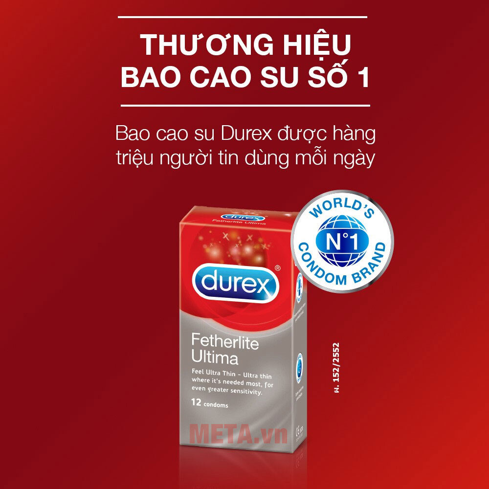 Bao cao su siêu mỏng Durex Fetherlite Ultima (hộp 12 chiếc)