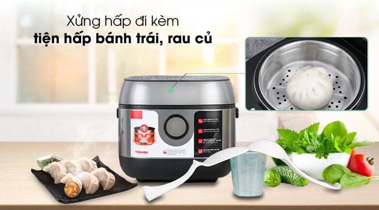 nồi cơm điện Toshiba 1 lít RC-10IP1PV có nhiều phụ kiện đi kèm