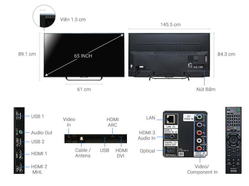 Android Tivi Sony 65 inch KDL-65W850C