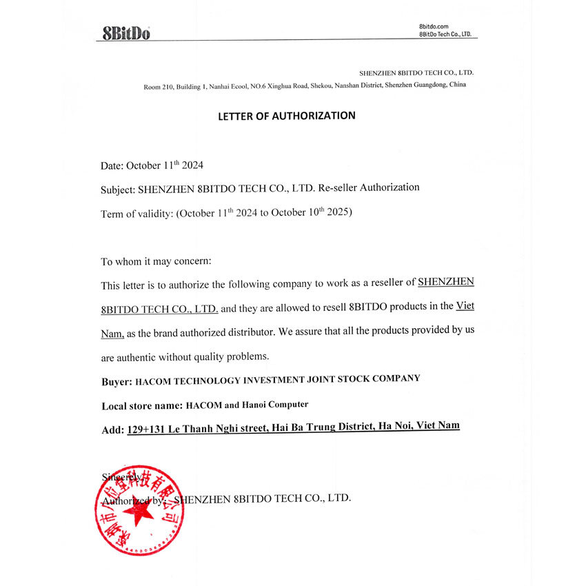 HACOM là nhà phân phối chính thức 8BitDo USB Wireless Adapter 2 Cho Switch/Windows/Mac/Raspberry Pi - Thích hợp với Xbox, PS5 Controllers Màu Đen