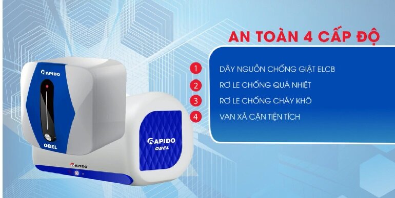 Bình nóng lạnh gián tiếp 30L Rapido Obel RON-E