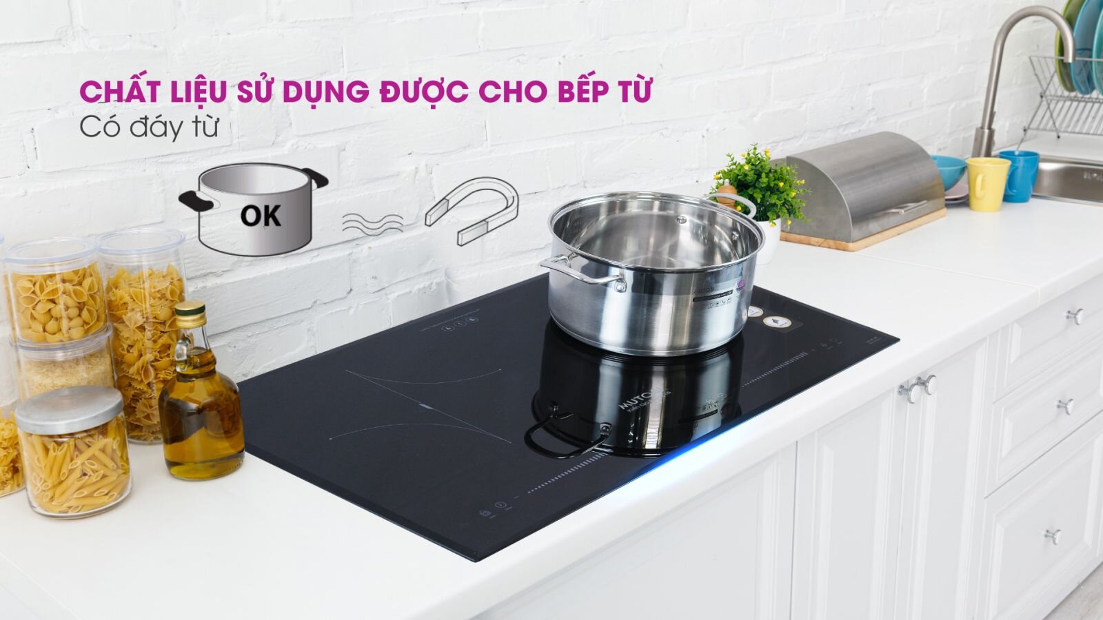 Bếp từ đôi Mutosi MI-86D dùng nồi chảo đáy từ