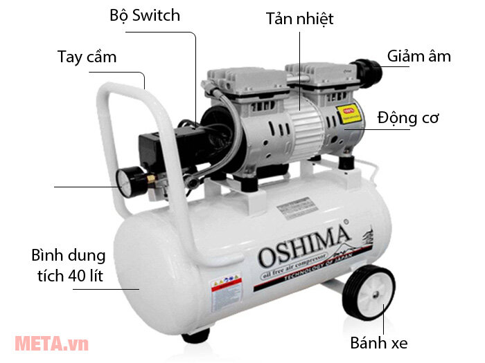 Máy nén khí không dầu Oshima 40 lít