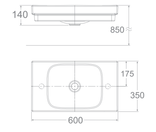 Bản vẽ kỹ thuật chậu rửa Lavabo đặt bàn American Standard WP-F648