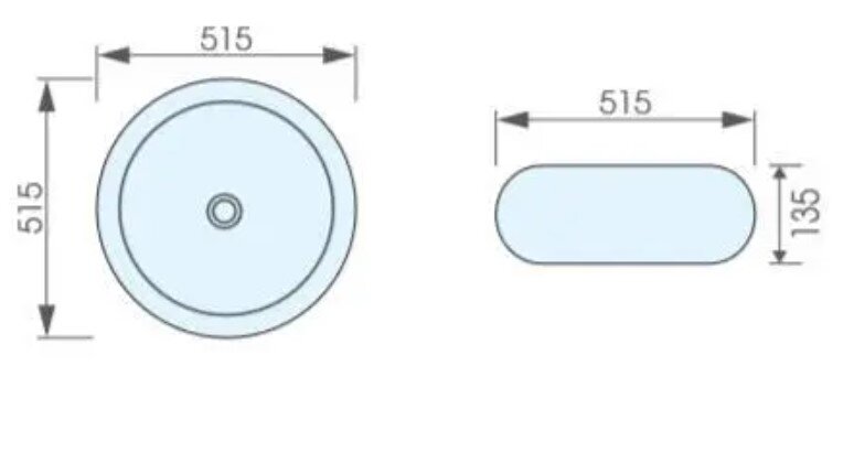 Bản vẽ kỹ thuật chậu rửa lavabo đặt bàn ATMOR AT4165 