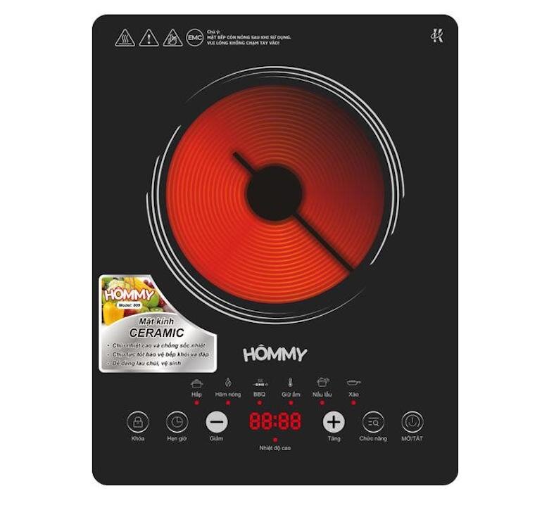 Bếp hồng ngoại dương 1 vùng nấu Hommy 809