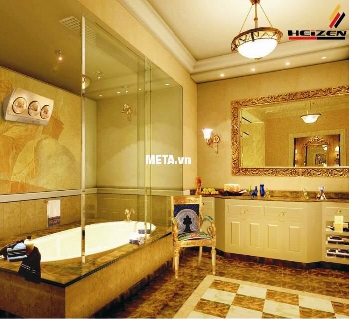 Đèn sưởi nhà tắm 3 bóng có điều khiển Heizen HE3BR