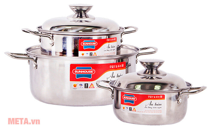 Bộ nồi inox 1 đáy Sunhouse SH223