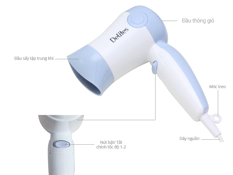 Máy sấy tóc Delites MST01 BL Máy sấy tóc Delites MST01 BL