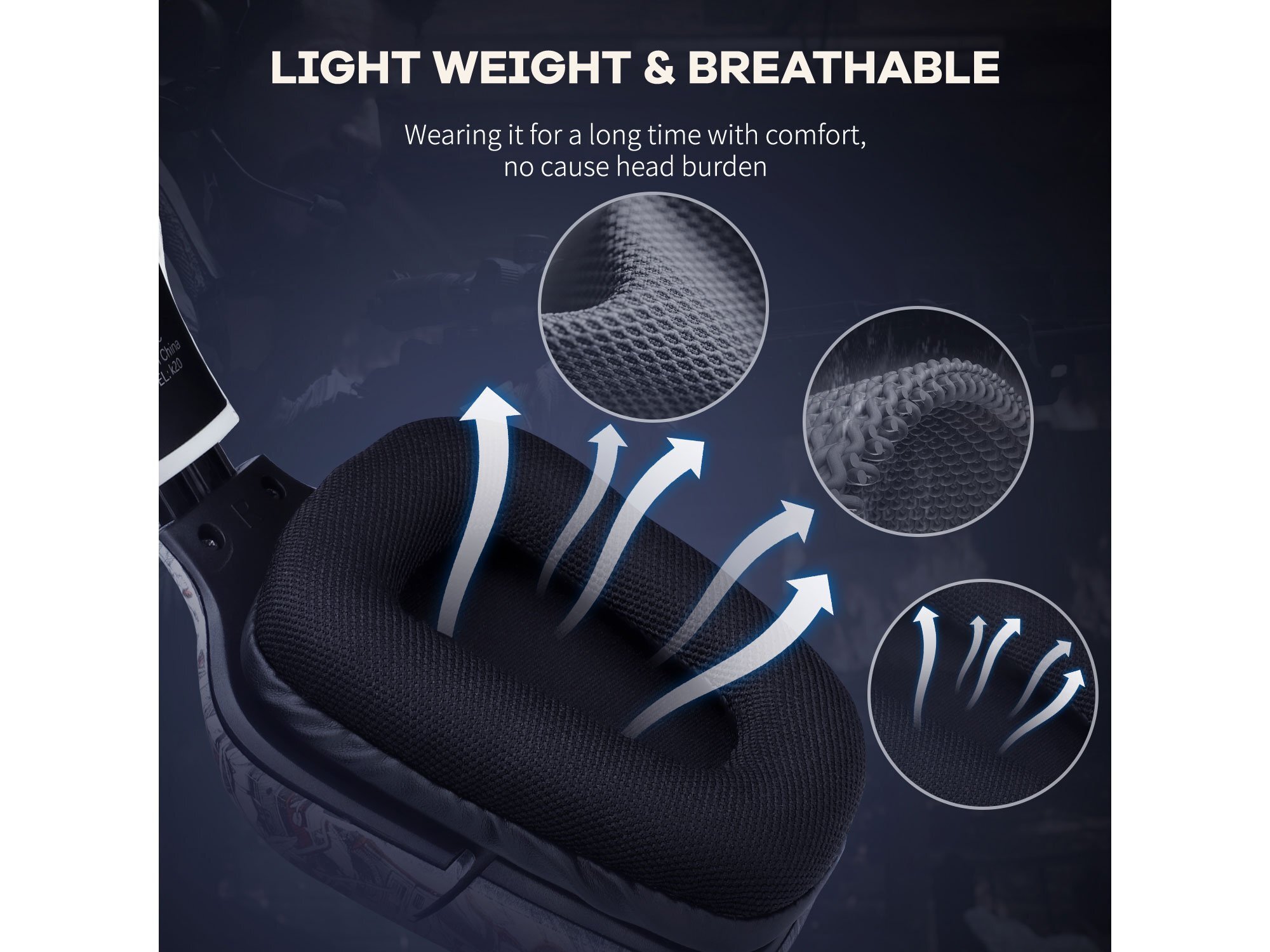 Onikuma K20 có đệm tai êm ái  Onikuma K20