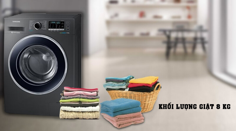 Khối lượng giặt - Máy giặt Samsung Inverter 8 kg WW80J54E0BX/SV