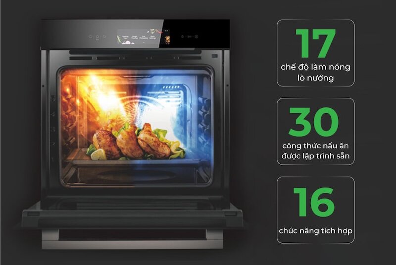Lò nướng âm tủ Eurosun EOV72TFT đi kèm với khay nướng và vỉ nướng