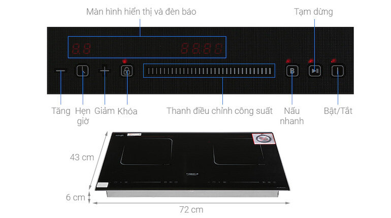 Bếp từ hồng ngoại âm 2 vùng nấu Chefs EH-MIX220