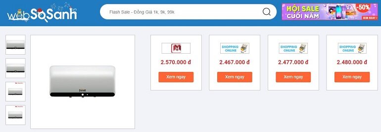 Bình nóng lạnh Ferroli Rapido HE 30L ngang giá bao nhiêu tiền? 