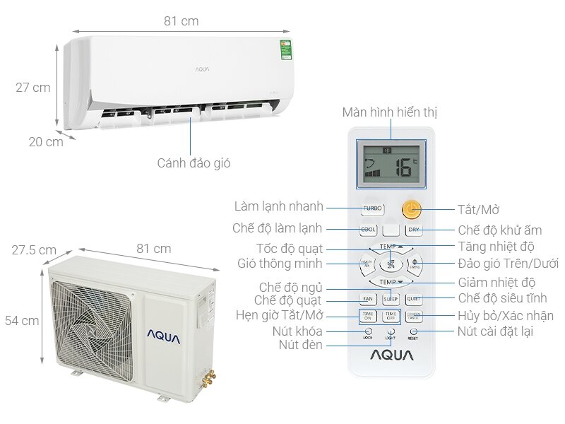 Điều Hòa Aqua 9000 BTU 1 chiều AQA-KCR9NQ-S