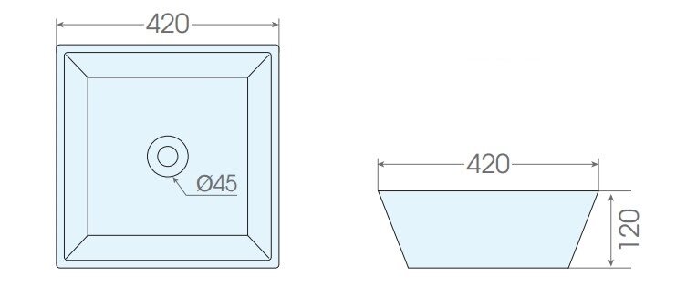 Bản vẽ kỹ thuật chậu rửa lavabo đặt bàn ATMOR AT4256