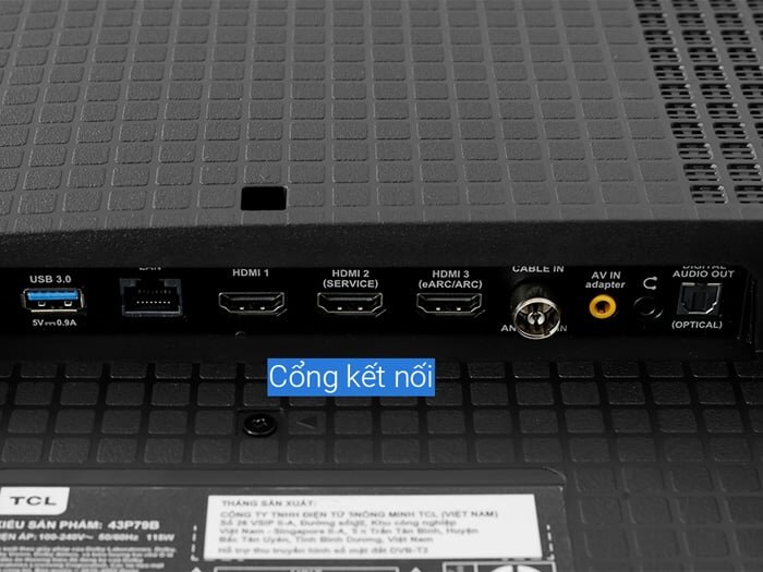 Chi tiết các cổng kết nối của Google TV TCL 50P79B