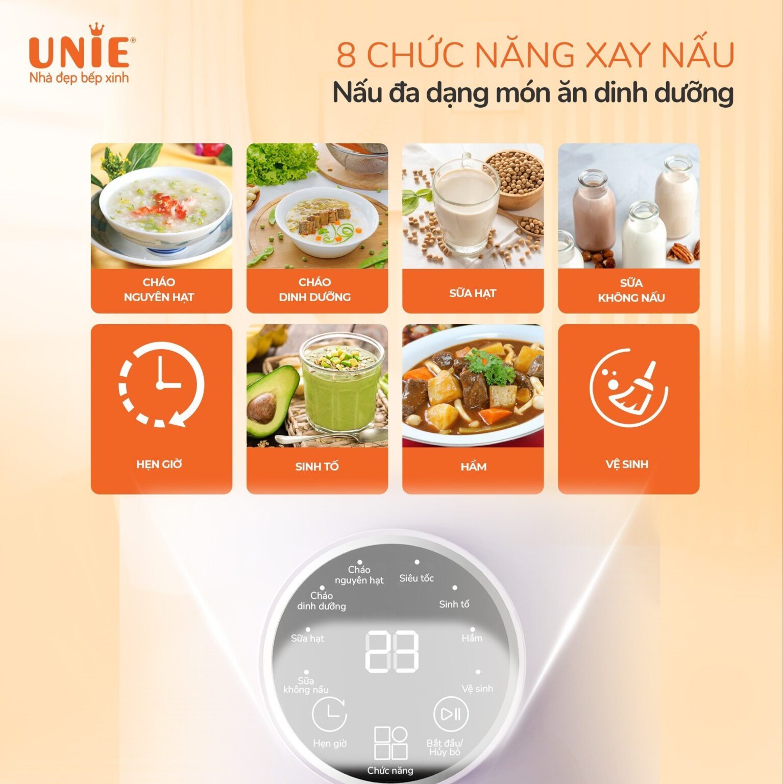 Máy làm sữa hạt có 8 chức năng Máy làm sữa hạt