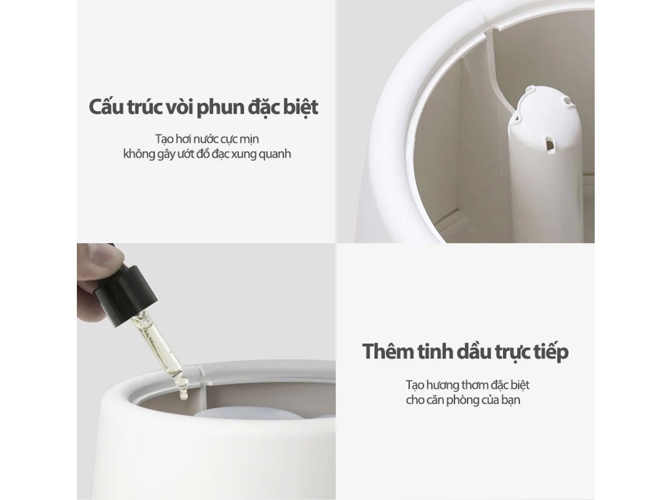 Máy tạo độ ẩm dùng được thêm tinh dầu Máy tạo độ ẩm