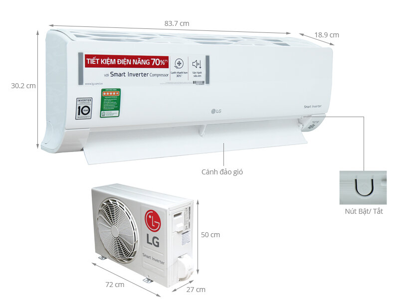 Máy lạnh LG Inverter 1 HP V10APQ Máy lạnh LG Inverter 1 HP V10APQ