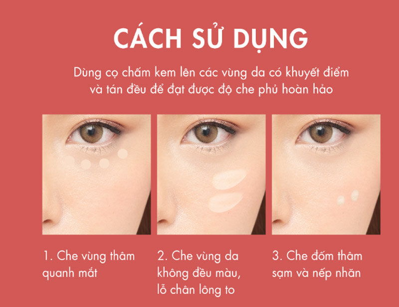 Hướng dẫn sử dụng Kem Che Khuyết Điểm Mịn Lì Cathy Doll Cover Matte Concealer 2.4g