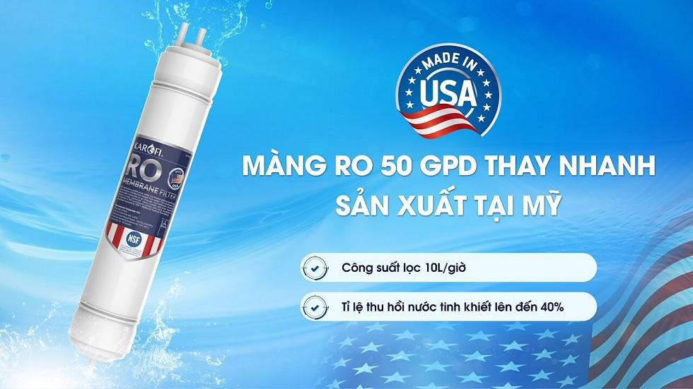 Máy lọc nước nóng lạnh Karofi dùng màng RO của Mỹ Máy lọc nước nóng lạnh Karofi dùng màng RO của Mỹ