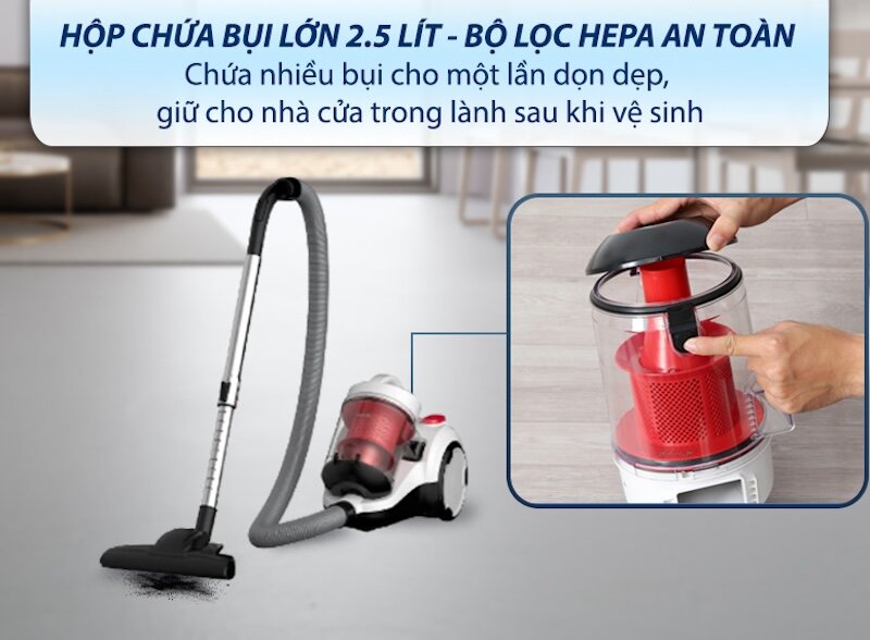 Máy hút bụi dạng hộp Deerma DEM-TJ310W sở hữu lực hút mạnh mẽ (Ảnh: dienmayxanh).
