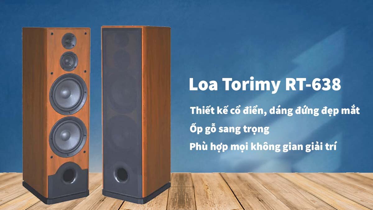 Loa Torimy RT-638 có kiểu dáng cổ điển, đẹp mắt và thu hút ánh nhìn