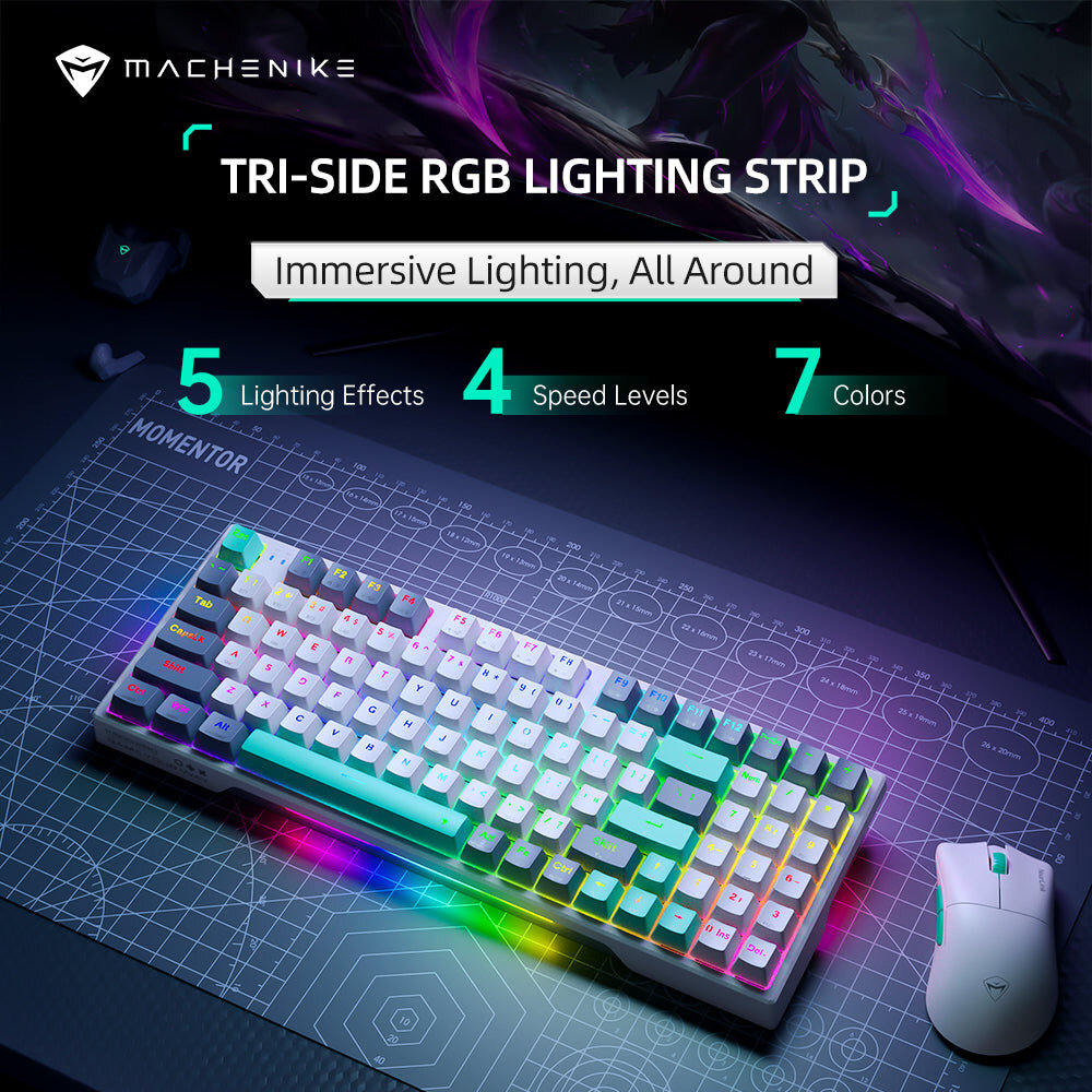Bàn phím Machenike K500 Pro-B94W Tri-Mode RGB Silver Switch 5